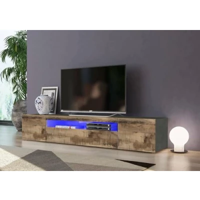 Abbildung von Dmora TV Schrank Salvatore, niedriges Wohnzimmer Sideboard mit 3 Türen, Fernsehständer Basis, 100 % Made in Italy, 200 x 40 37 cm, Schiefer und Ahorn,