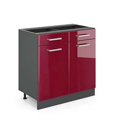 Abbildung von Vicco Unterschrank R Line, Bordeaux Hochglanz/Anthrazit, 80 cm ohne Arbeitsplatte
