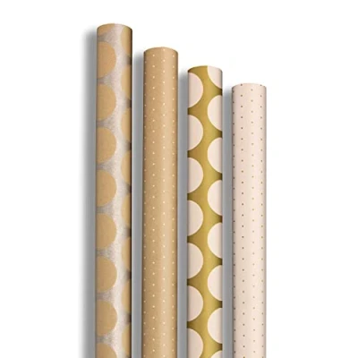 Abbildung von Clairefontaine 223879AMZC 10 Rollen Kraftpapier (100% recycelt), 5 m x 0 m70 (große Breite), 80 g, verschiedene Motive, Gold, Weiß und Silber