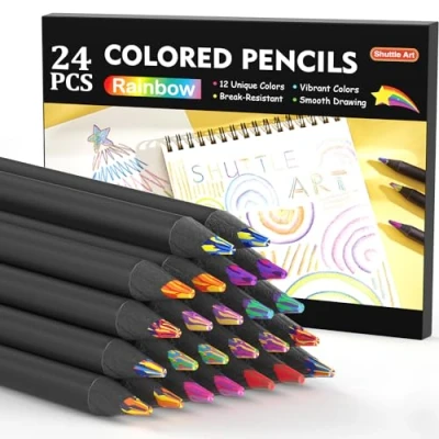 Abbildung von Shuttle Art 24 Stück Regenbogenstifte, 12 Farben Regenbogen Stifte Jumbo (je 2 Stück), Regebogenstifte Kinder, Buntstifte für Erwachsene und Kinder zum Malen Zeichnen, dicke