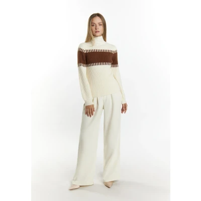 Abbildung von Dreimaster Casnagie Strickpullover, Damen, Größe: M/L, Wollweiss braun