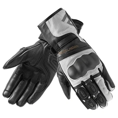 Abbildung von REBELHORN Patrol Long Leder Motorradhandschuhe für Männer Superfabric Panels und Fingerkappen Belüftung Flexible Elemente Touchscreen Friendly Pads