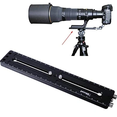 Abbildung von iShoot 220 mm Lange Kamera Schnellwechselplatte, Doppelschieber, mit Funktions Verlängerungslöchern, 6,35 Schrauben, kompatibel Arca Swiss Fit Stativkopf Schwenkkopf Panoramakopf