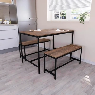 Abbildung von Vida Designs Esstisch Set, Dunkles Holz, H75 x W110 D70 cm Approx