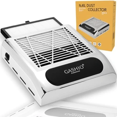 Abbildung von GASHIO® Nagelstaubabsauger Professioneller 80W Nagel Staubsauger für Acrylnägel, Gelnägel,Leistungsstarker Nagelsauger Maniküre Pediküre Silber HEPA Austauschbarer Wiederverwendba Filter