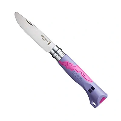 Abbildung von Opinel Taschenmesser Nr. 7 Outdoor Junior Kindermesser violett/pink, mit Signalpfeife, Klingensicherung per Virobloc®