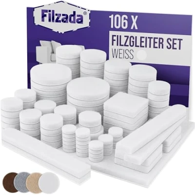 Abbildung von Filzada Filzgleiter 106 St Selbstklebend Set Möbelgleiter Filz Rund Eckig