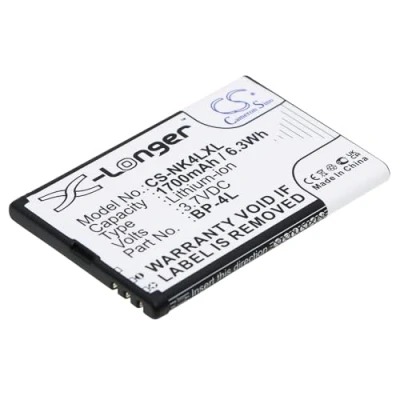 Abbildung von CS NK4LXL Akkus 1700mAh Kompatibel mit [Nokia] 6760 Slide, Clipper, E52, E55, E61i, E63, E71, E71x, E72, E90, E90 Communicator, E90i, N810, N810 Internet Tablet, WiMAX Edition, N97, RM 683,