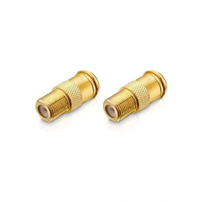 Abbildung von conecto F Verbinder, Kupplung, Stecker Quick auf Buchse, Adapter zur Verlängerung von Antennen Kabel/Koaxial Kabel, vergoldet, 2er Set, SA CC50828 SET2