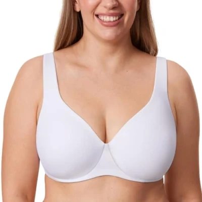Abbildung von DELIMIRA AISILIN Damen Minimizer BH mit Bügel ohne Polster Vollschalen Große Größen Unterwäsche Weiss 85D