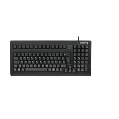Abbildung von CHERRY G80 1800, Kabelgebundene Tastatur für Industrieanwendungen, EU Layout (QWERTY), Kompaktes Design, Perfektes Tastgefühl, Mechanische Switches, Schwarz