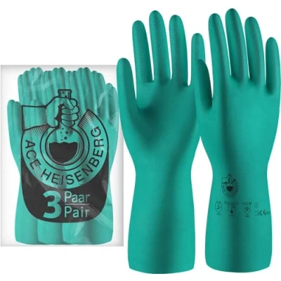 Abbildung von ACE Heisenberg Chemie Handschuhe 3 Paar Chemikalien Schutzhandschuhe aus Nitril extra lang &amp; gefüttert 10/XL (3er Pack)