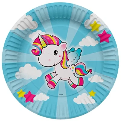 Abbildung von Einhorn Teller Kinder 23cm 8 Stück
