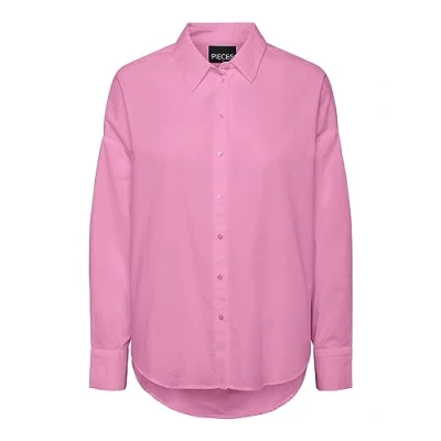 Abbildung von Pieces Langarm Hemdbluse, Damen, Größe: Large, Begonia pink