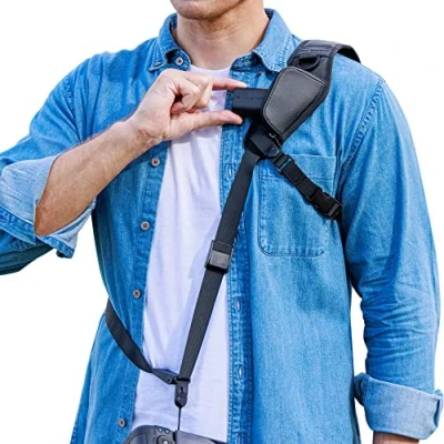 Abbildung von PROfezzion Kameragurt, Rapid Slide Schultergurt Schnellspanner mit verstellbarem Verschluss Clip, Sicherheitsband &amp; Aufbewahrungstasche für Sony ZV E1 A7 A7R E M1 Fujifilm X S20 Nikon Z6III Zf Serie