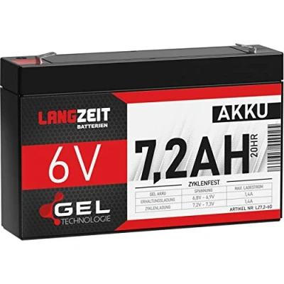 Abbildung von LANGZEIT 6V Akku 7,2Ah Kinderauto GEL Profi Blei elektroauto Hochleistungsakku extrem zyklenfest vorgeladen auslaufsicher ersetzt 7Ah 7,5Ah