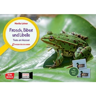 Abbildung von Frosch, Biber und Libelle. Tiere am Wasser. Kamishibai Bildkarten Memo Spiel: Wissen für Kita Kinder: Entdecken Erzählen Begreifen: ... unser Erzähltheater Kamishibai)