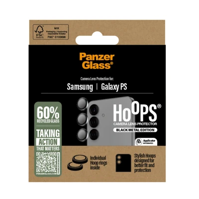 Abbildung von PanzerGlass Kameraprotektor Hoop Optic Rings für das Samsung Galaxy S25 Edge Schwarz Transparent