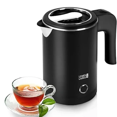Abbildung von Lebenlang Reise Wasserkocher Klein 0.5 Liter , 600,00 W, Energieeffizienz I BPA frei Tragbares Design Edelstahlgehäuse