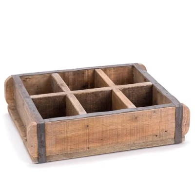 Abbildung von DESIGN DELIGHTS Holz ZIEGELFORM Brick Massivholz, 35/25 cm Vintage Holzkiste, Ziegelsteinform, Holzziegel, Aufbewahrungskiste, Ordnungskiste, Kasten Anzahl: 6 Fächer