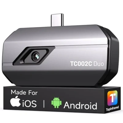 Abbildung von TOPDON TC002C Duo Wärmebildkamera für Android iPhone iOS, 512x384 TISR Superauflösung Infrarot Kamera mit USB C, 25Hz, 40mK, 20℃ bis 550C, zur Inspektion von Gebäuden, Fahrzeugen, Leckagen, HLK