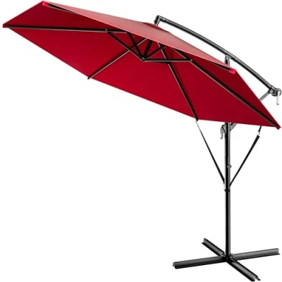 Abbildung von Kingsleeve® Sonnenschirm UV Schutz 50+ mit Ständer Windsicherung 330cm Kurbel Alu schwenkbar neigbar Garten Terrasse Balkon Ampelschirm 3,3m Blau