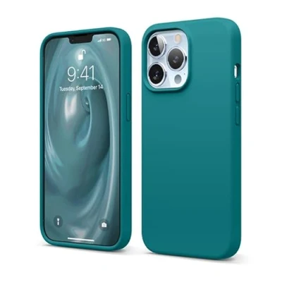 Abbildung von elago Liquid Silicone Case Kompatibel mit iPhone 13 Pro Hülle, Hochwertiges Silikon, Rundumschutz Handyhülle : 3 Layer Struktur Schutzhülle, Kratzfestes Weiches Mikrofaserfutter (Dunkles Türkis)