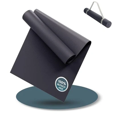 Abbildung von LILENO SPORTS Yoga Matte Anthrazit (180x60cm) Sport und Yogamatte extra rutschfest in 4 mm Dicke Gymnastikmatte Fitnessmatte für Workout Sportmatte Zuhause