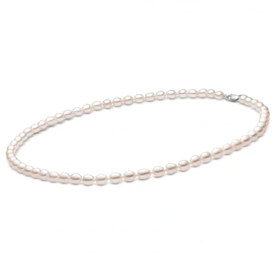 Abbildung von Gaura Pearls Perlenkette Leicht weiß reisförmig 5.5 6.5 mm 50 cm Süßwasserzuchtperlen, 925er Silber rhodiniert