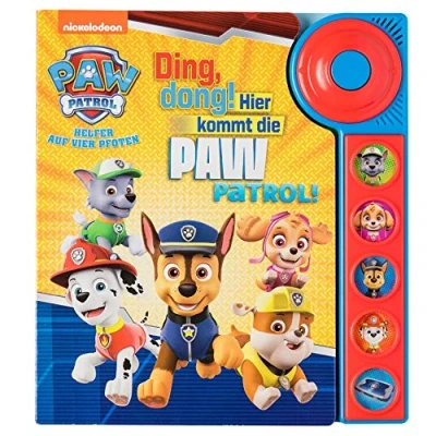 Abbildung von PI Kids PAW Patrol Ding, dong! Hier kommt die Soundbuch Pappbilderbuch mit Klingelknopf und 5 spannenden Geräuschen für Kinder ab 3 Jahren