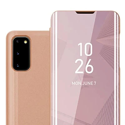 Abbildung von Cadorabo Hülle kompatibel mit Samsung Galaxy S20 Schutzhülle TPU Silikon Case 360 View Spiegel, Slim Kratzfest Weiche Gummi Rundumschutz Cover für in Pink