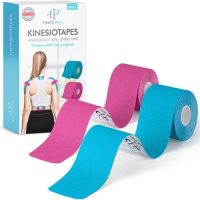 Abbildung von Health Press Kinesiologie Tape 2 Rollen in verschiedenen Farben (5cm x 5m)