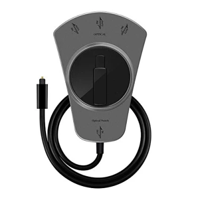 Abbildung von EMK Toslink optischer Splitter Hand schalter für Glasfaser Audiokabel Kabelumschalter DVD Player, DAT, Audio CD, Computer, Notebook usw.