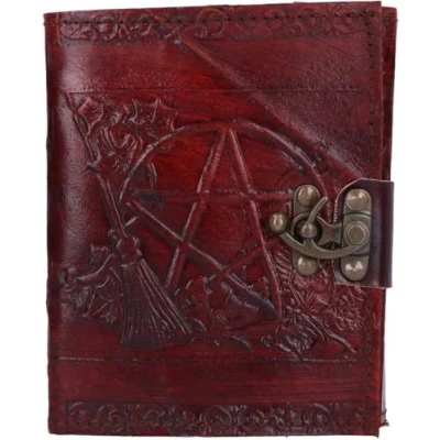 Abbildung von Nemesis Now Tagebuch mit Pentagramm, geprägtes Leder, Schloss, 20 cm, Braun