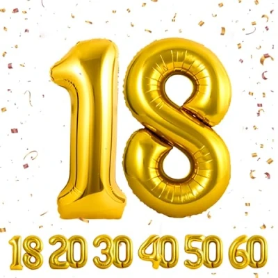 Abbildung von Geburtstag zahlen luftballon 18 jahre Gold Folienballon XXL Riesen in 40&quot; 101cm Geburtstagsdeko Ballon Zahl Deko zum .Fliegt mit Helium