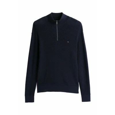 Abbildung von Tommy Hilfiger Racking Structure ZIP MOCK Strickpullover, Herren, Größe: Large, Desert sky