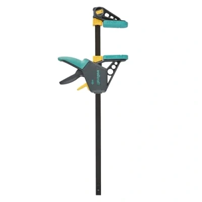 Abbildung von wolfcraft EHZ 100 450 Einhandzwinge PRO 3032000 / Kraftvolle Zwinge zum professionellen Spannen von Werkstücken mit nur einer Hand/Spannkraft: 120 kg Spannweite: mm