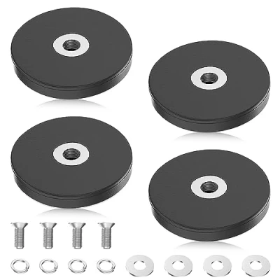 Abbildung von mizikuu Neodym Magnete Gummiert, 4 Stück Haftkraft Magnetsysteme mit Gummimantelm Ø 43mm M6 Innengewinde, Bis 20 kg Extra Starke für Schrauben Öse Oder Haken