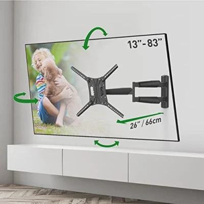 Abbildung von Barkan Lange TV Wandhalterung, 13 75 Zoll Schwenkbar/Neigbar/Vollbewegung Prämie flach &amp; Curved Fernseher Halterung, hält bis 43Kg, extra Langer Auszug, für LED OLED LCD, Max. VESA 600x400