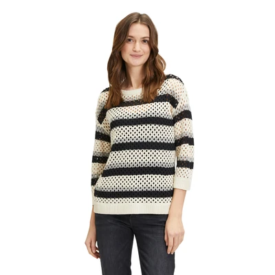 Abbildung von Betty Barclay MIT Streifen Strickpullover, Damen, Größe: 36, Patch beige black