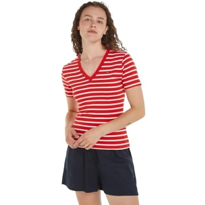 Abbildung von Tommy Hilfiger NEW SLIM CODY Tshirt basic, Damen, Größe: XXS, Fierce red/ecru