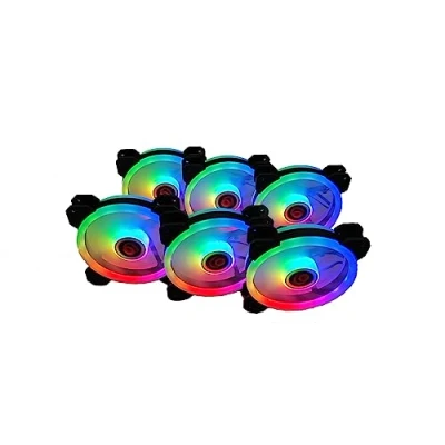 Abbildung von Talius Iris Spectrum ARGB/Cronos Lüfter 120mm Sweep Effekte Puls Spirale Doppelring LED Anschluss 6 Pin (6 FAN BLACK)