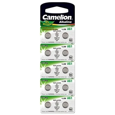 Abbildung von Camelion Knopfzelle LR60 / AG1 LR621 364 G1 164 SR621W GP64A 10er Blister, Alkaline, 1,5V