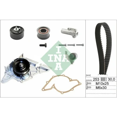 Abbildung von INA 530 0179 33 Wasserpumpe + Zahnriemensatz mit Spanndämpfer, Spannrolle AUDI: A6 C4 Avant, A8 D2, C5 Avant