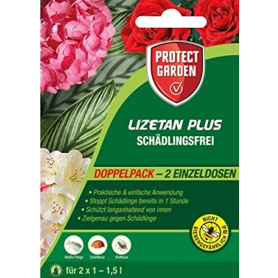 Abbildung von PROTECT GARDEN Lizetan Plus Schädlingsfrei, Blattlausfrei Konzentrat, mit langanhaltendem Schutz gegen Schädlinge an Zierpflanzen, 2 x 4 ml Portionsfläschchen