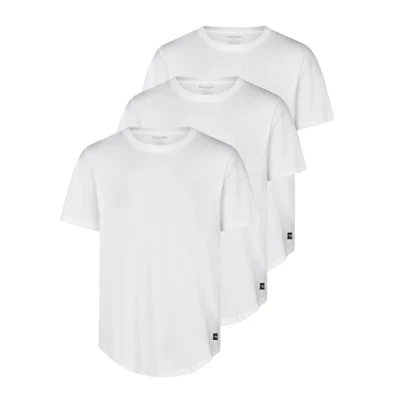 Abbildung von JACK &amp; JONES Tshirt Herren lang geschnitten Set 100% Bio Baumwolle Regular Fit JJENOA 3er Pack Rundhals Kurzarm Sommer Organic Basic Tee Shirt, Größe:3XL, Farbe:Pack 3 (White)