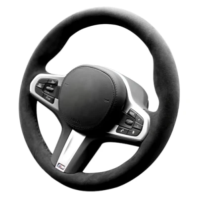 Abbildung von Alfanxi Handgenähte Alcantara Lenkradabdeckung für BMW G20 G21 F40 F44 G22 G26 G30 G31 G32 G11 G12 G13 G14 G15 G16 G01 G02 G05 G06 G07 G29 (Keine Streifen)