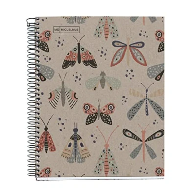 Abbildung von Miquelrius Notebook Notizbuch 100 % recycelt, 1 Farbstreifen, A5, 80 kariert, 5 mm, Papier g, 2 Bohrungen, Recycling Karton, Design Ecobutterfly