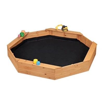 Abbildung von relaxdays Sandkasten Achteck mit Vlies