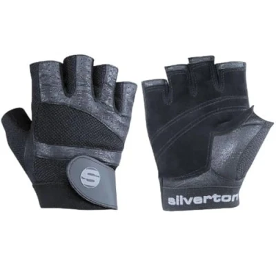 Abbildung von Silverton Erwachsene PRO Plus Herren &amp; Damen, Verstellbarer Handgelenkverschluss, Hochwertige Ledereinsätze, langlebige Doppelnähte, Trainingshandschuhe, Fitness Handschuhe, schwarz, S